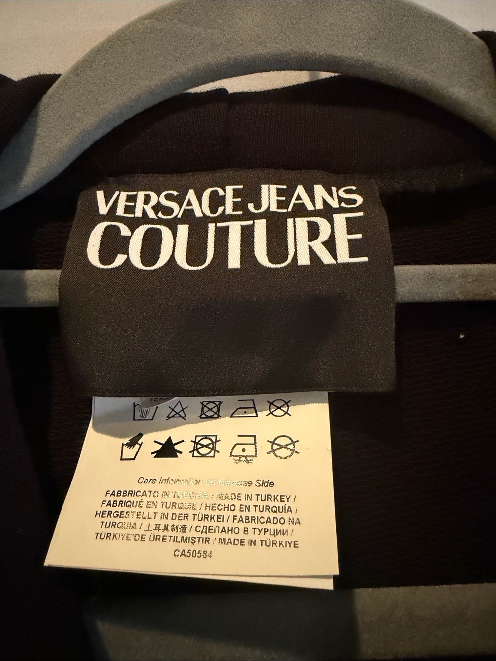 Versace Jeans Couture terry zip up hoodie with Embroidered Logo Black - Picture 2 of 7